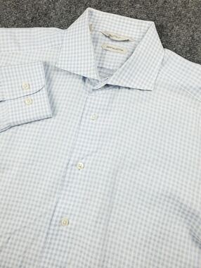 Suitsupply Egyptian Cotton Canclini Dress Shirt 40 15 3/4 Light Blue Gingham
